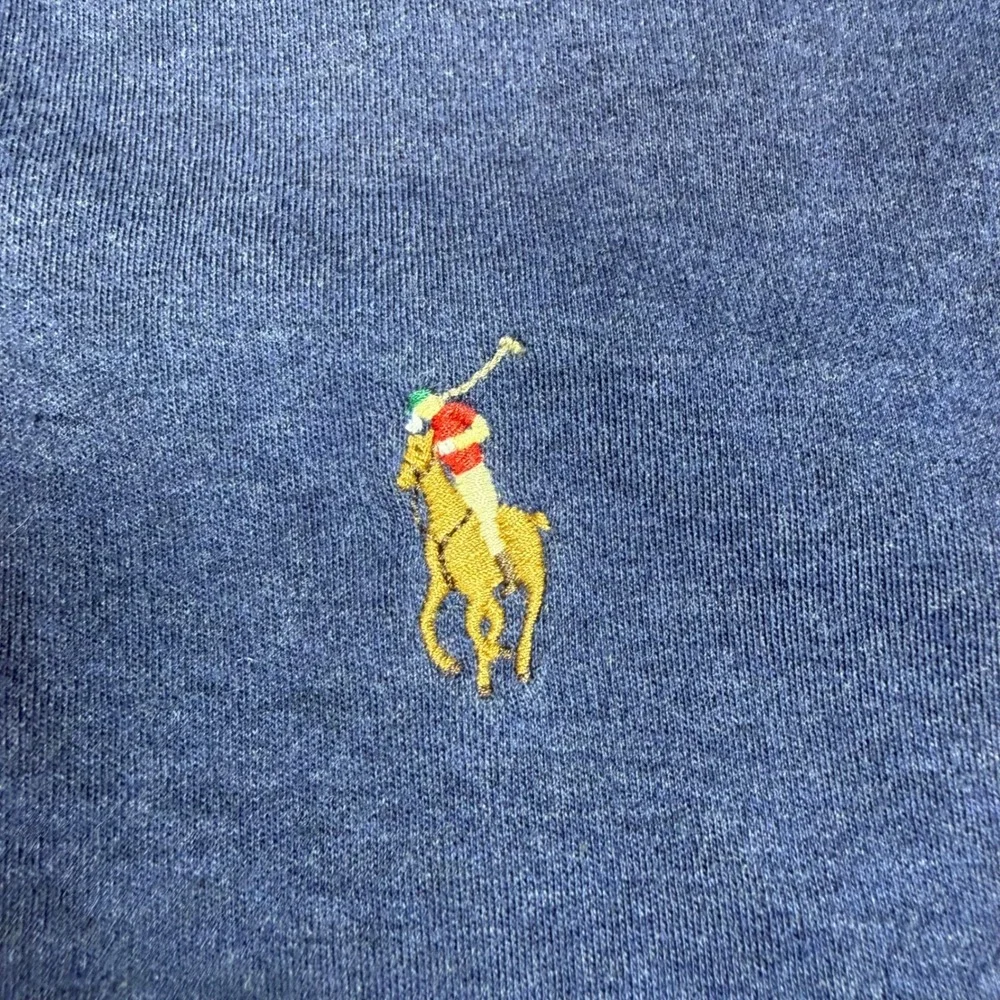 Polo Ralph Lauren Mens XL Classic‎ Fit Navy Blue Heather Cotton Polo Shirt Logo